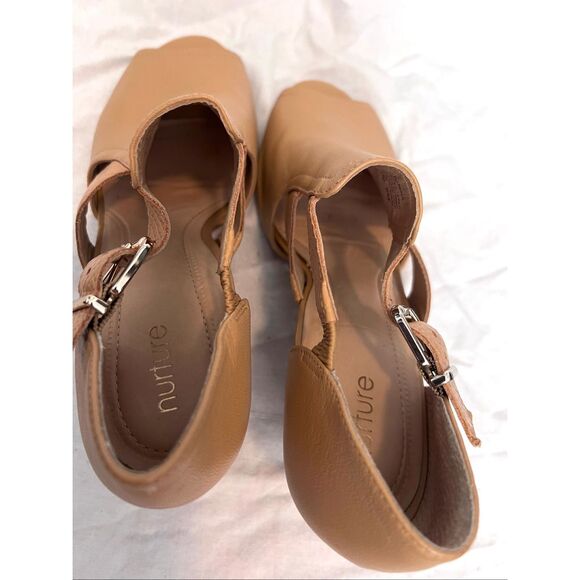 Nurture Women's Leather Peep Toe Pamina Heeled Sandals Tan Size 9M - Picture 5 of 6
